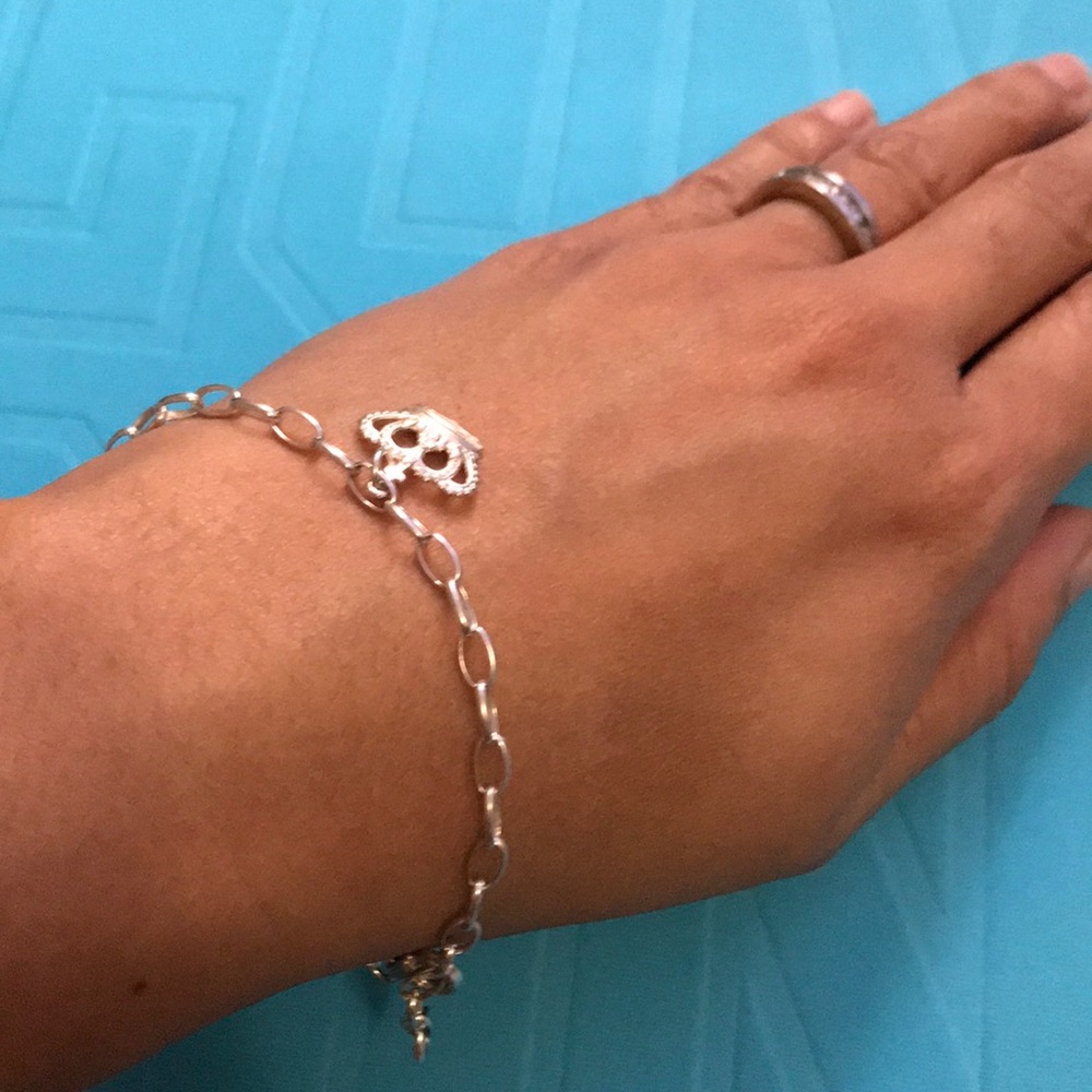 🎀925 stamped sterling bracelet w/ crown charm 👑 - Picture 5 of 7